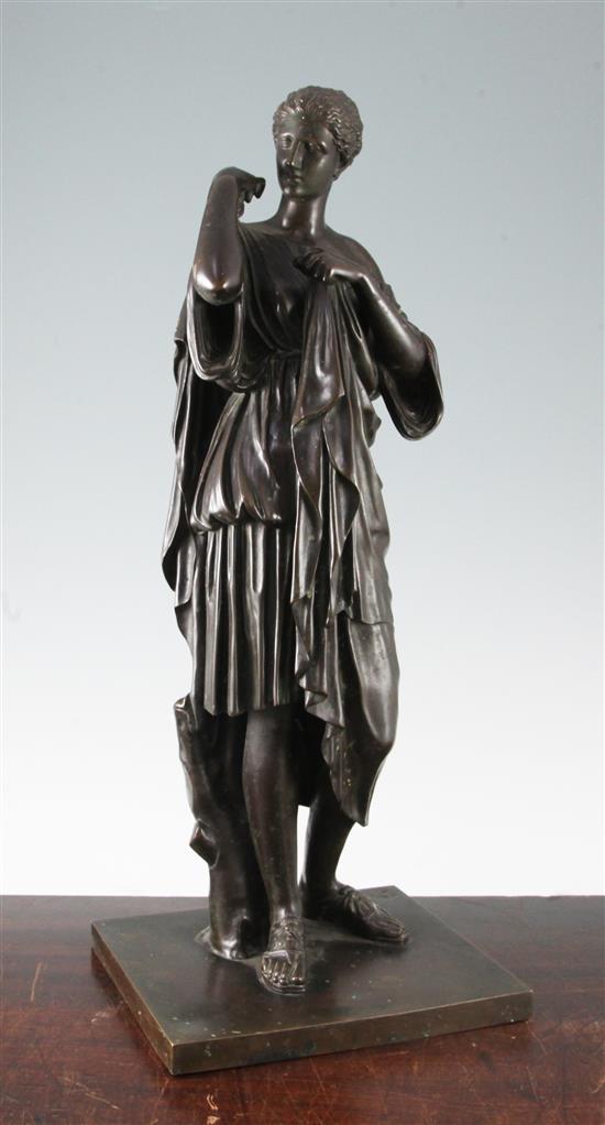 A 19th century French F. Barbedienne reduction mecanique bronze figure of a classical woman, 19.5in.